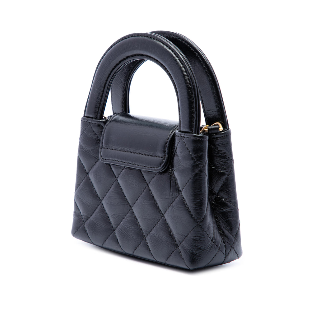 Chanel Cabas vieilli Kelly Nano Cuir de veau Noir – vue 2 – GABY PARIS