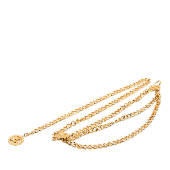 Chanel CC plaqué Medallion Triple Chain Belt
