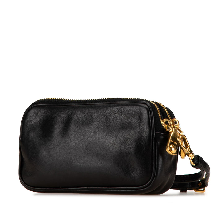 Studded Nappa Double Zip Pouch Black - Gaby Paris