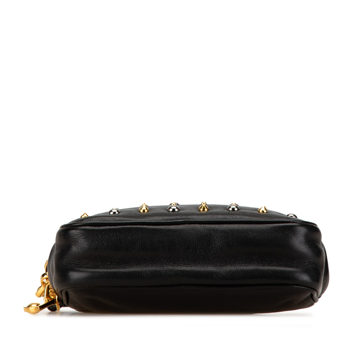 Studded Nappa Double Zip Pouch Black - Gaby Paris