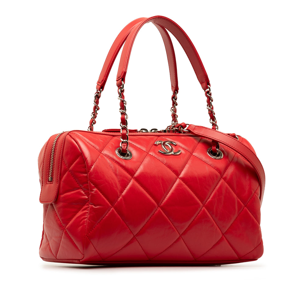 Small Aged Calfskin Express Bowling Satchel Red - Gaby Paris