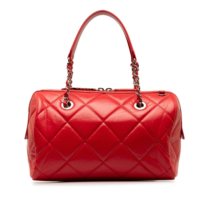 Small Aged Calfskin Express Bowling Satchel Red - Gaby Paris