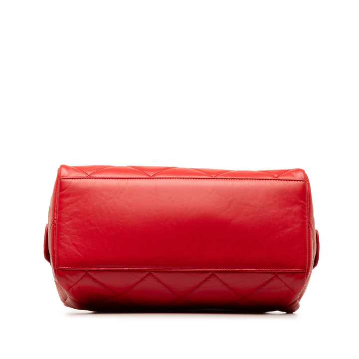 Small Aged Calfskin Express Bowling Satchel Red - Gaby Paris