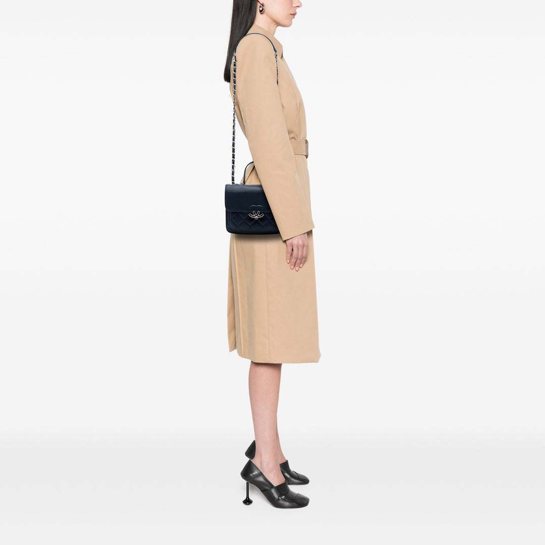 Chanel Matelassé CC Boîte à rabat Petit Cuir de chèvre
