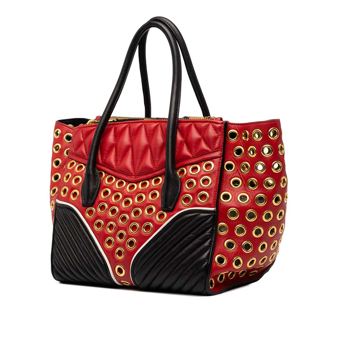 Miu Miu Sac à main Tricolore Grommet Biker nappa Petit Noir – vue 2 – GABY PARIS