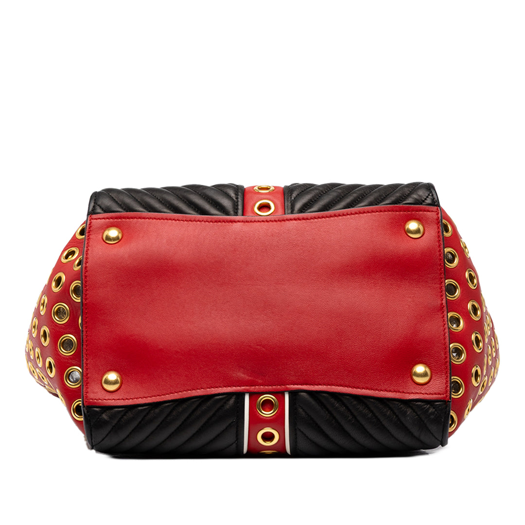 Miu Miu Sac à main Tricolore Grommet Biker nappa Petit Noir – vue 3 – GABY PARIS