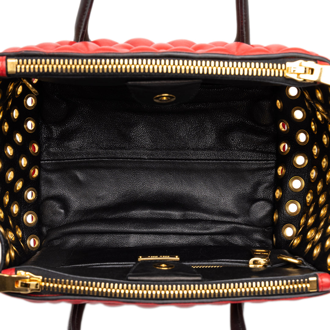 Miu Miu Sac à main Tricolore Grommet Biker nappa Petit Noir – vue 4 – GABY PARIS