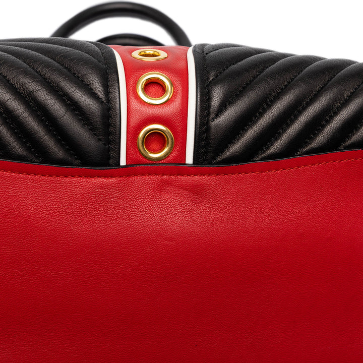 Miu Miu Sac à main Tricolore Grommet Biker nappa Petit Noir – vue 6 – GABY PARIS