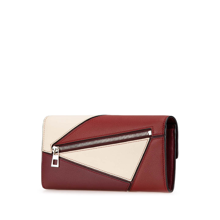 Leather Puzzle Continental Wallet Red - Gaby Paris