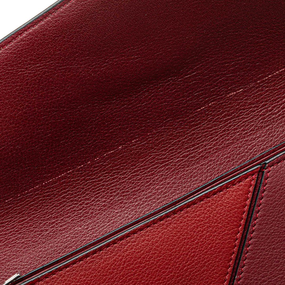 Leather Puzzle Continental Wallet Red - Gaby Paris