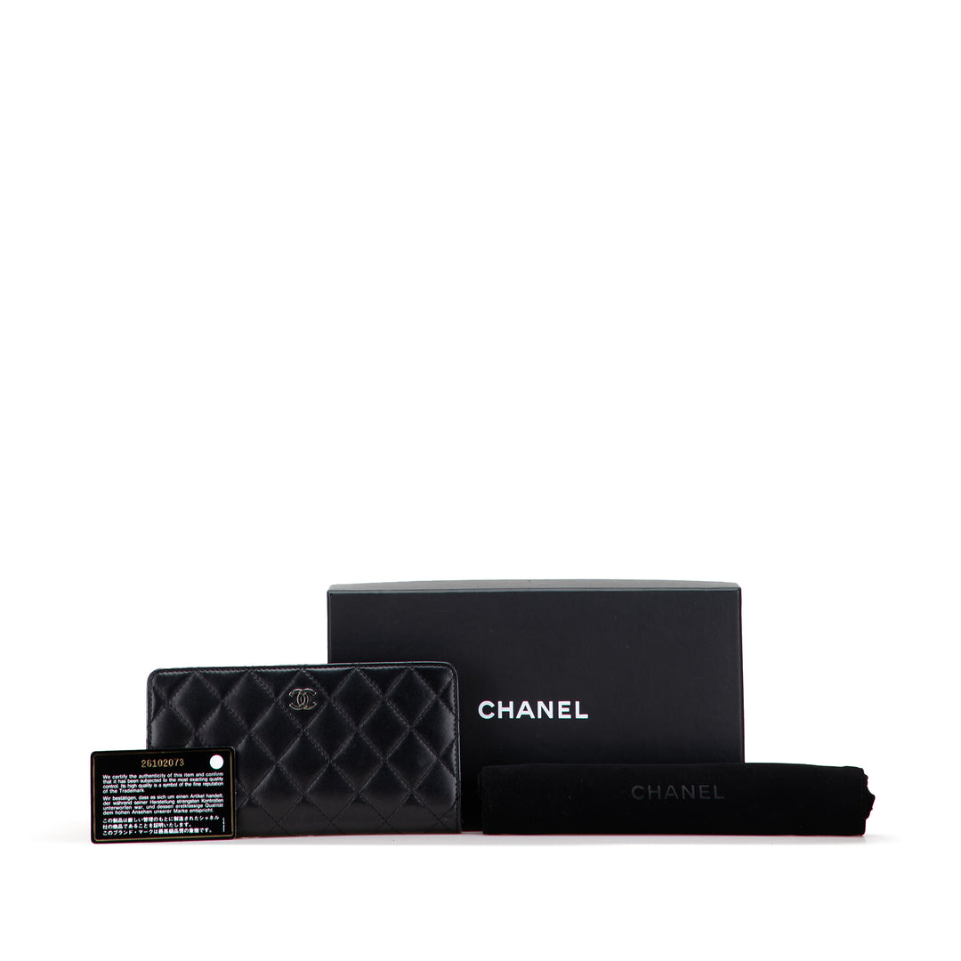 CC Quilted Caviar Long Wallet Black - Gaby Paris