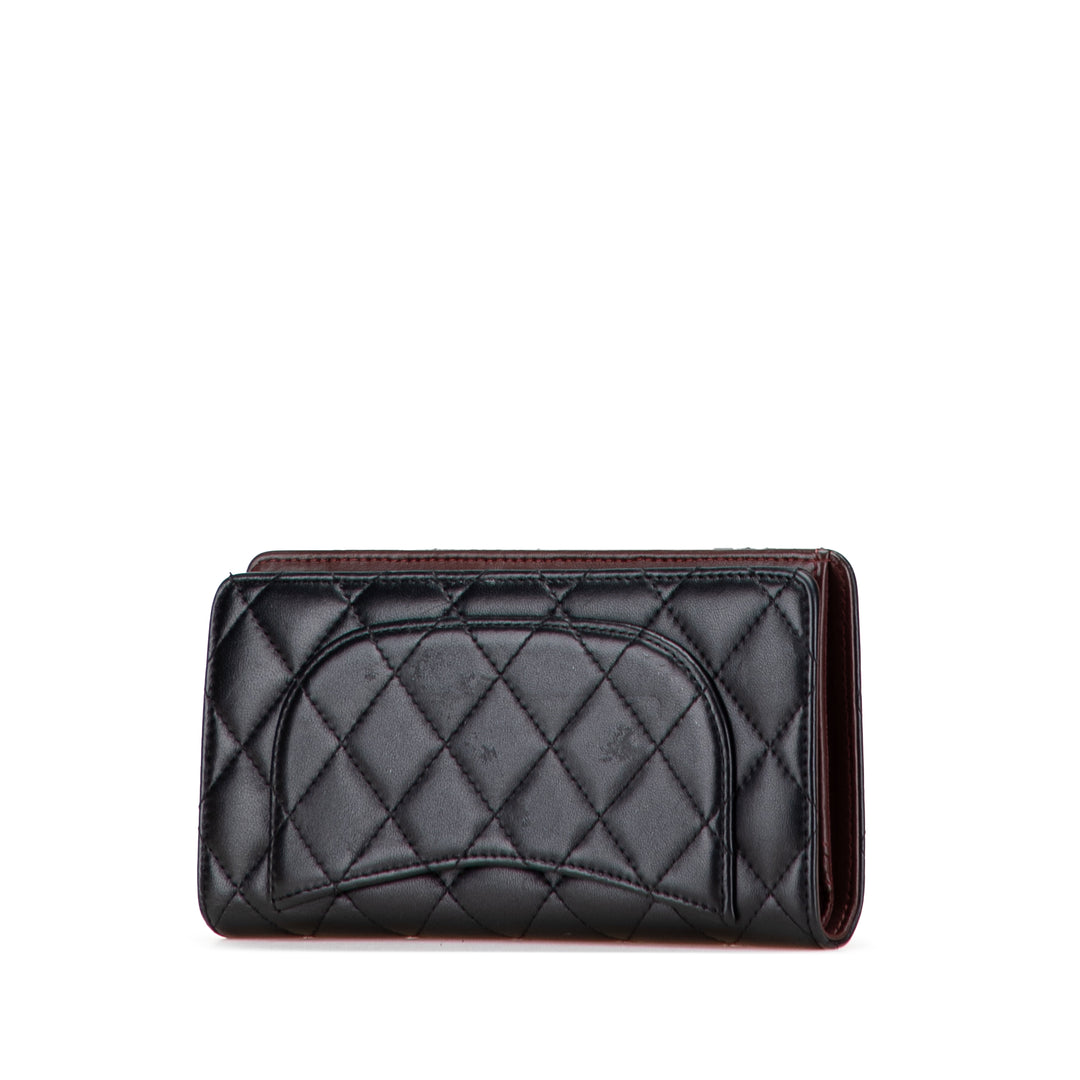 CC Quilted Caviar Long Wallet Black - Gaby Paris