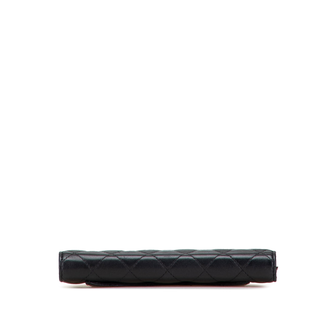CC Quilted Caviar Long Wallet Black - Gaby Paris