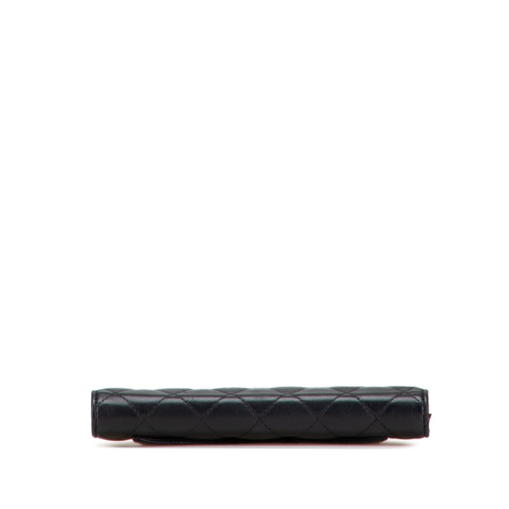 CC Quilted Caviar Long Wallet Black - Gaby Paris