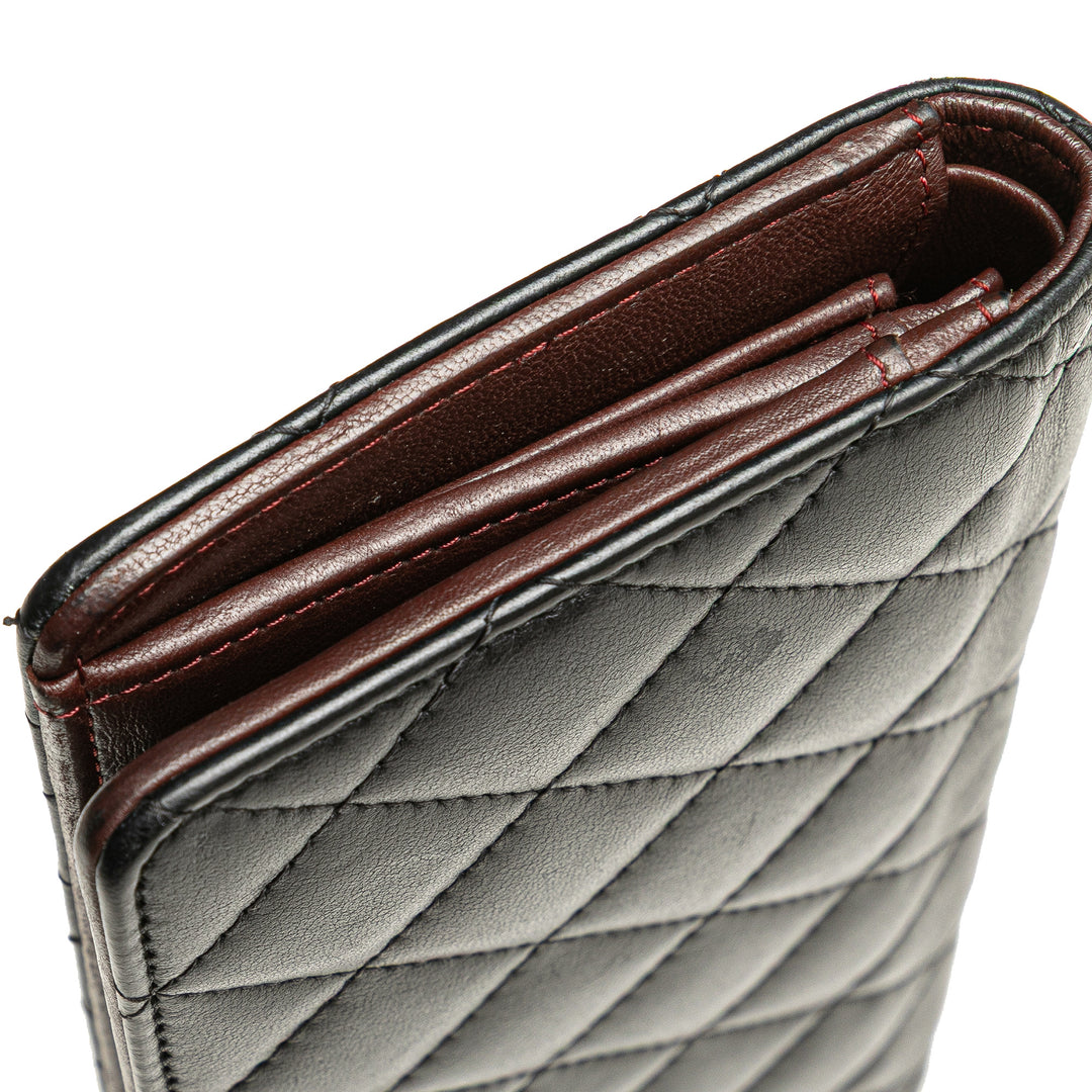 CC Quilted Caviar Long Wallet Black - Gaby Paris