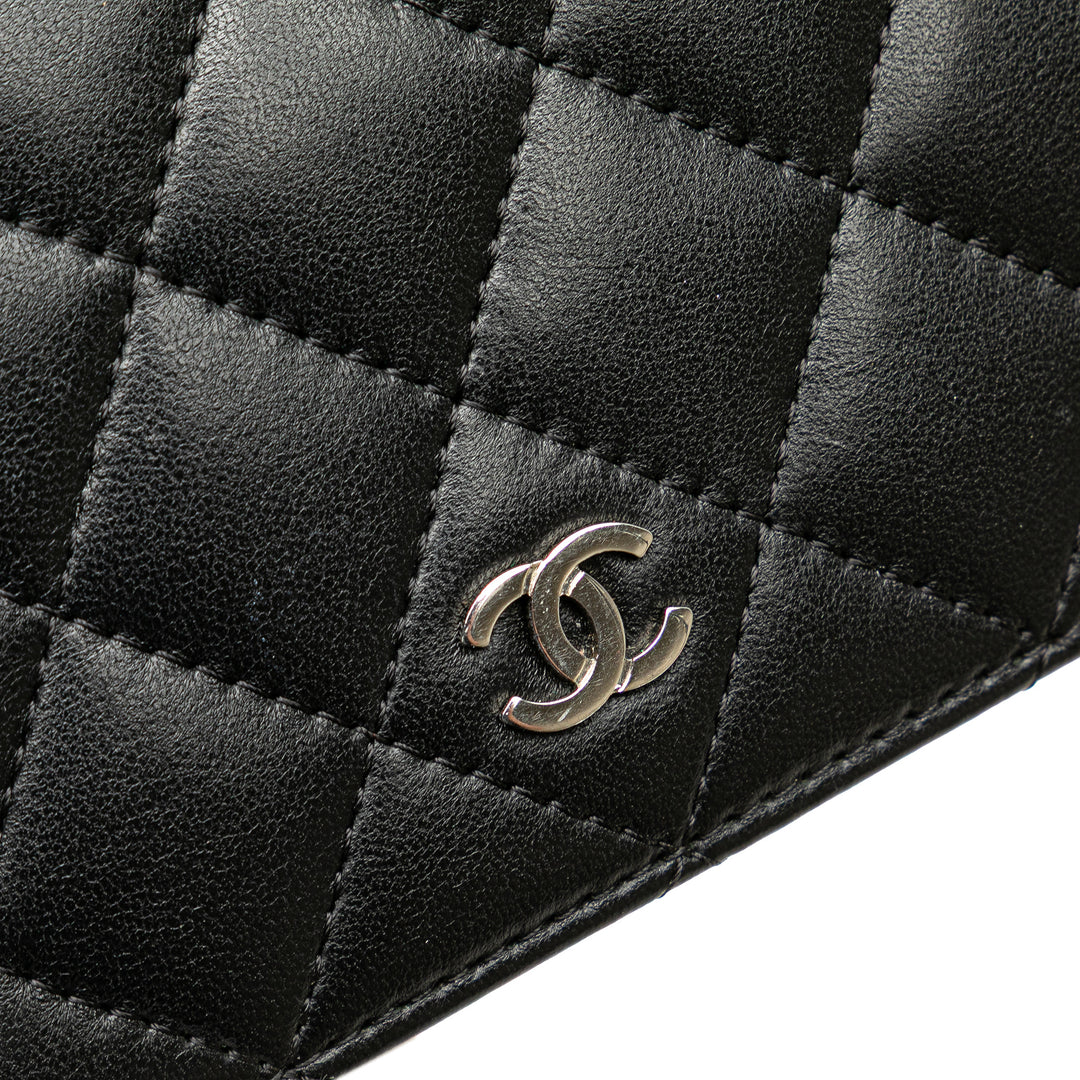 CC Quilted Caviar Long Wallet Black - Gaby Paris
