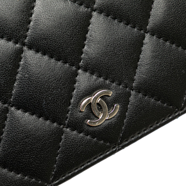 CC Quilted Caviar Long Wallet Black - Gaby Paris