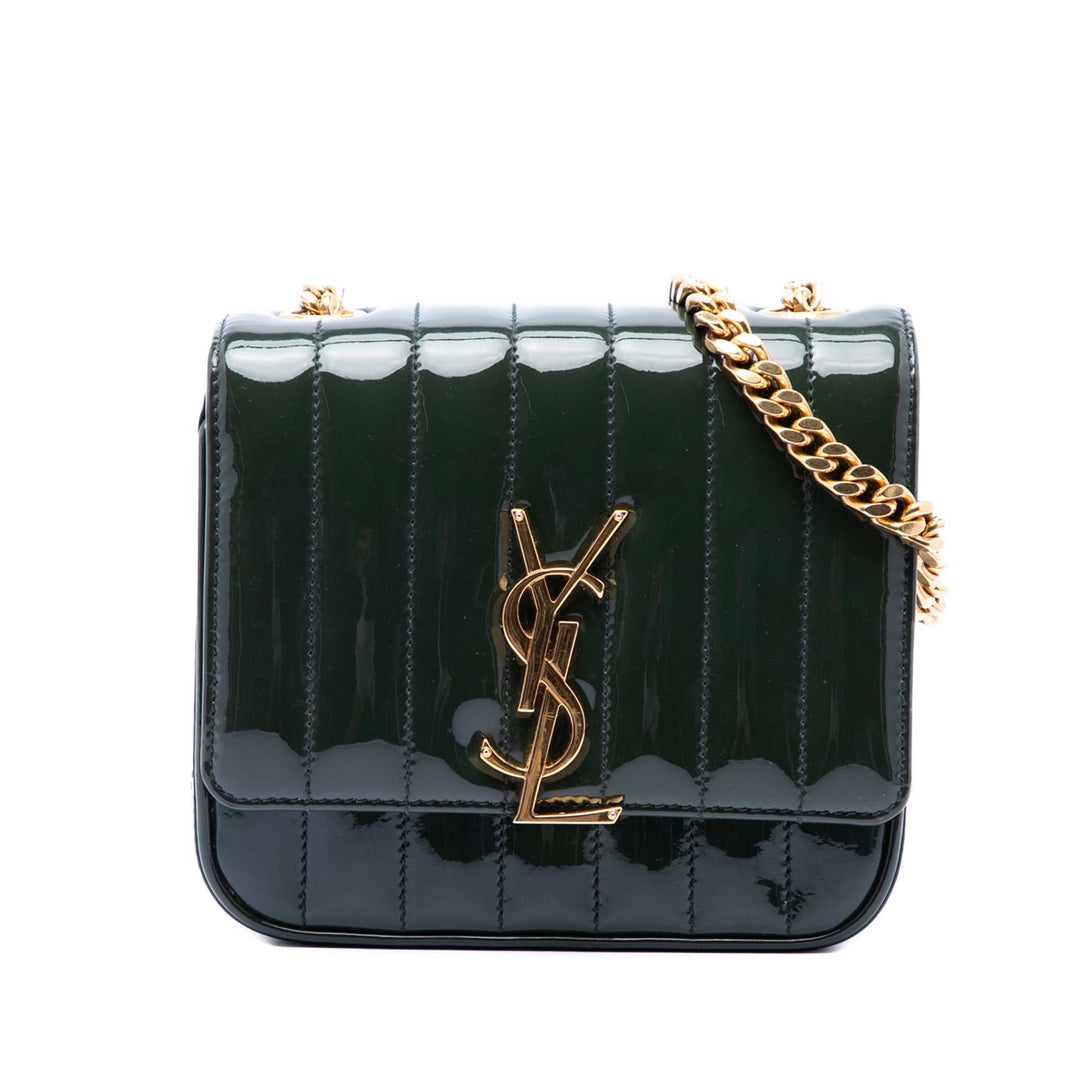 Saint Laurent Small Cuir verni Monogram Vicky Sac à chaîne