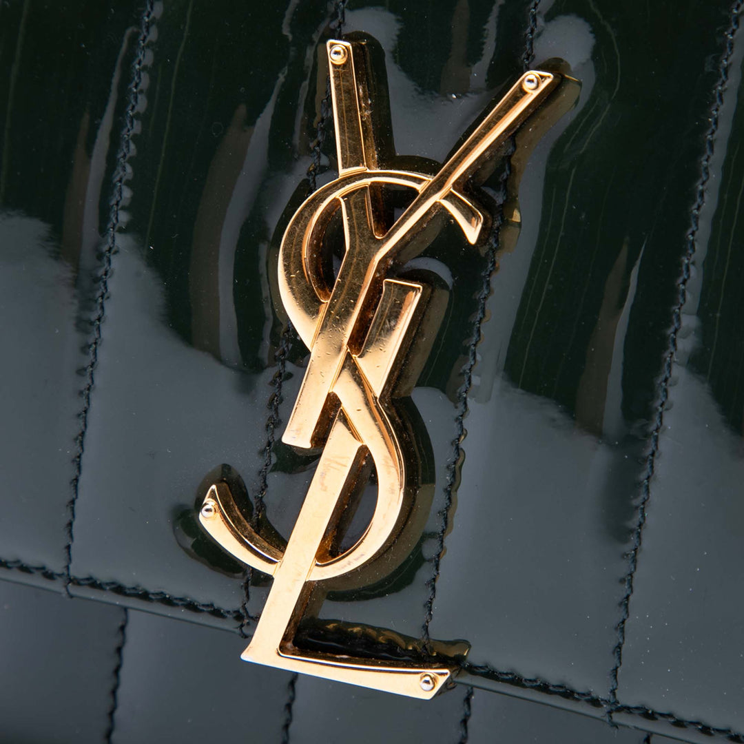 Saint Laurent Small Cuir verni Monogram Vicky Sac à chaîne