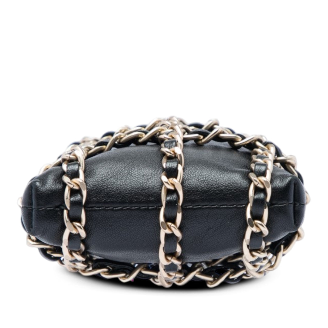 Tech Me Out Pochette avec chaîne Cuir d'agneau Noir