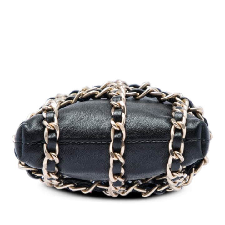 Tech Me Out Pochette avec chaîne Cuir d'agneau Noir