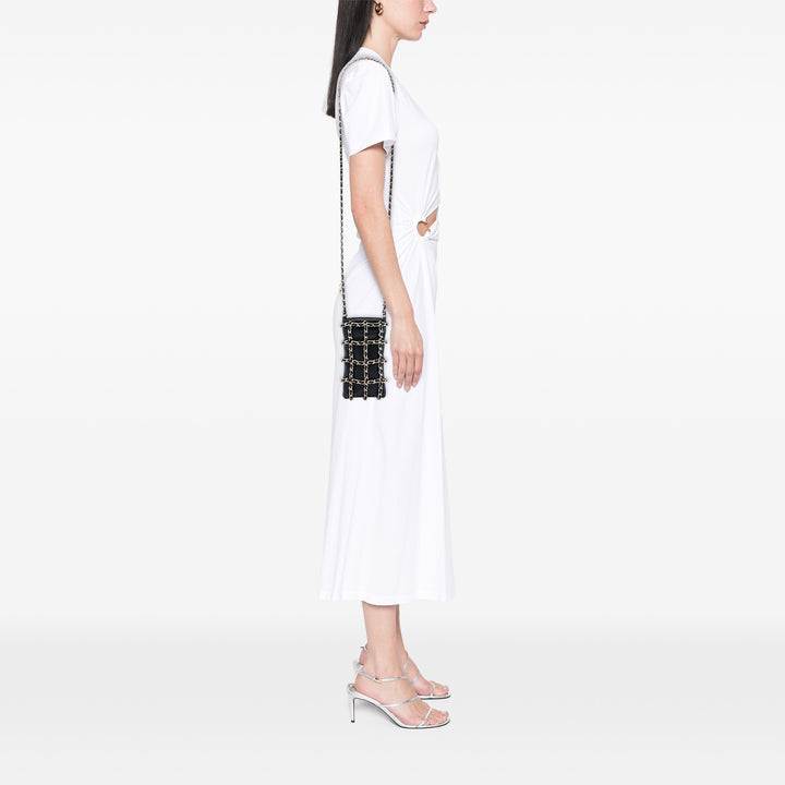 Tech Me Out Pochette avec chaîne Cuir d'agneau Noir