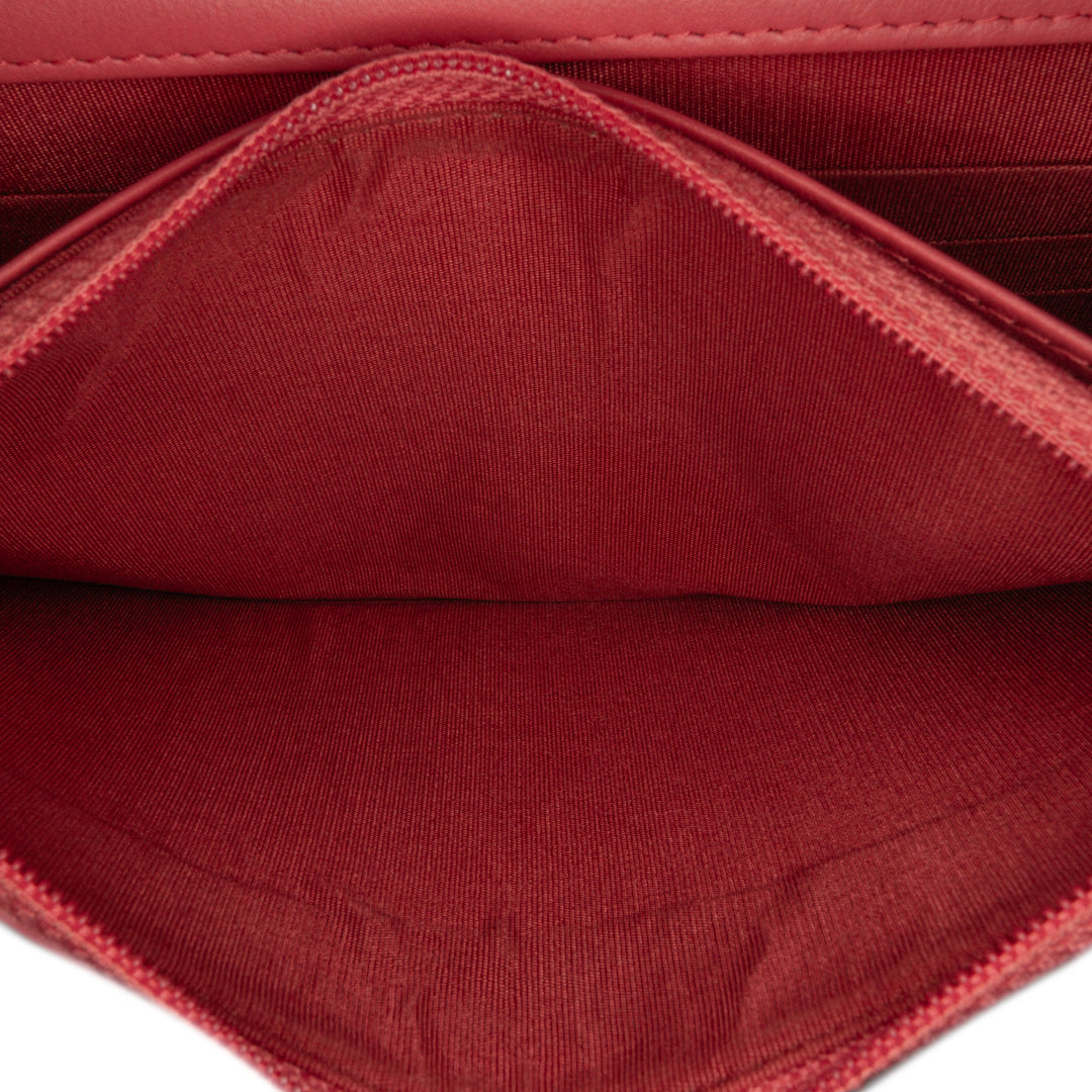 Quilted Lambskin Double Stitch Tassel Wallet On Chain Pink - Gaby Paris