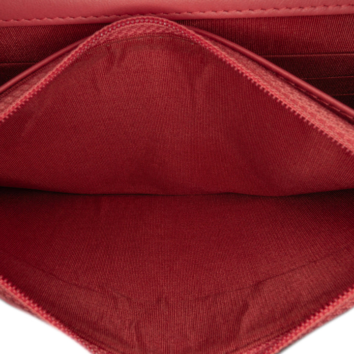 Quilted Lambskin Double Stitch Tassel Wallet On Chain Pink - Gaby Paris