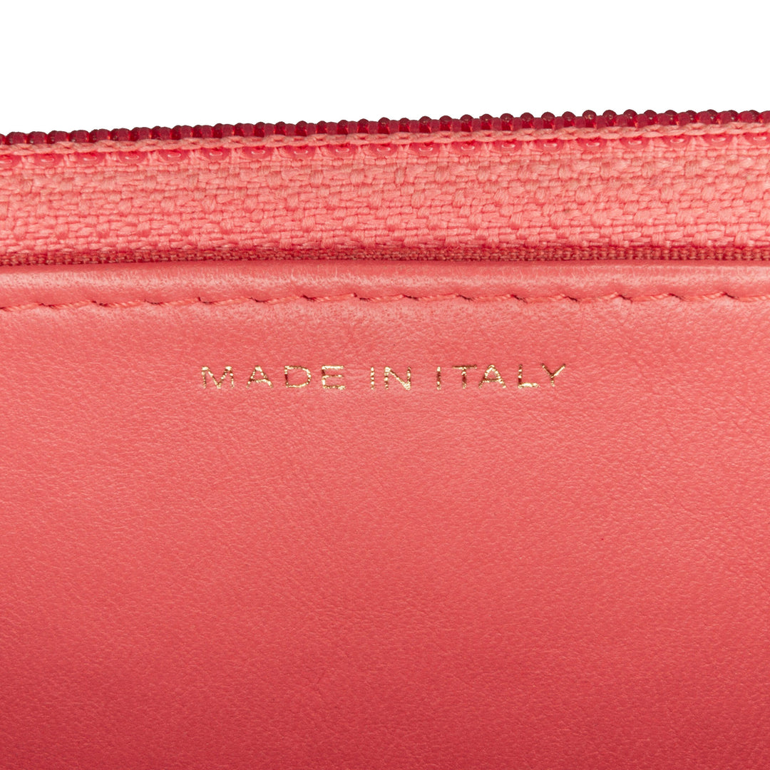 Quilted Lambskin Double Stitch Tassel Wallet On Chain Pink - Gaby Paris