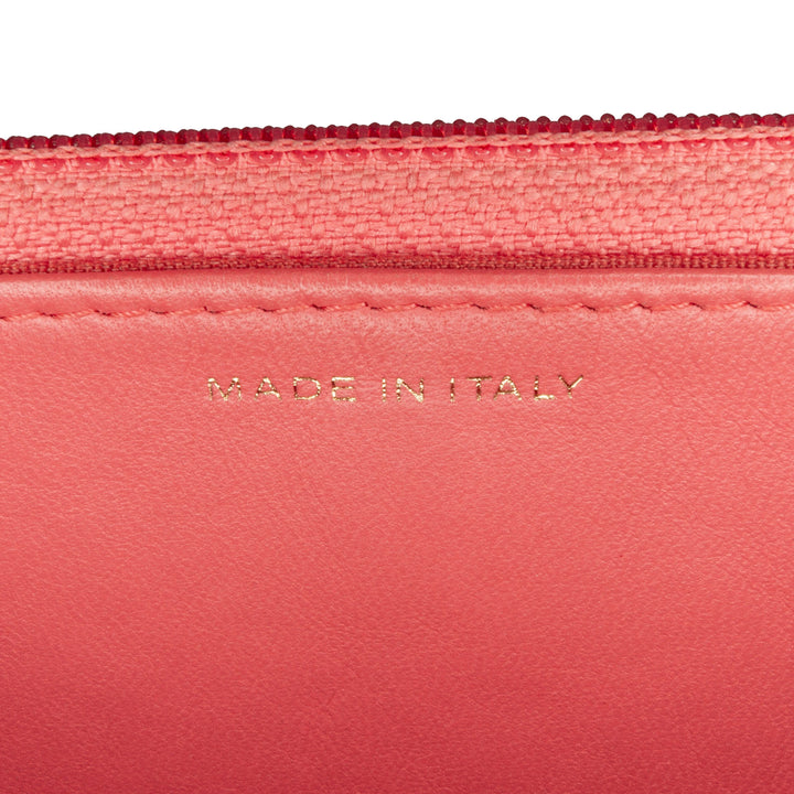 Quilted Lambskin Double Stitch Tassel Wallet On Chain Pink - Gaby Paris