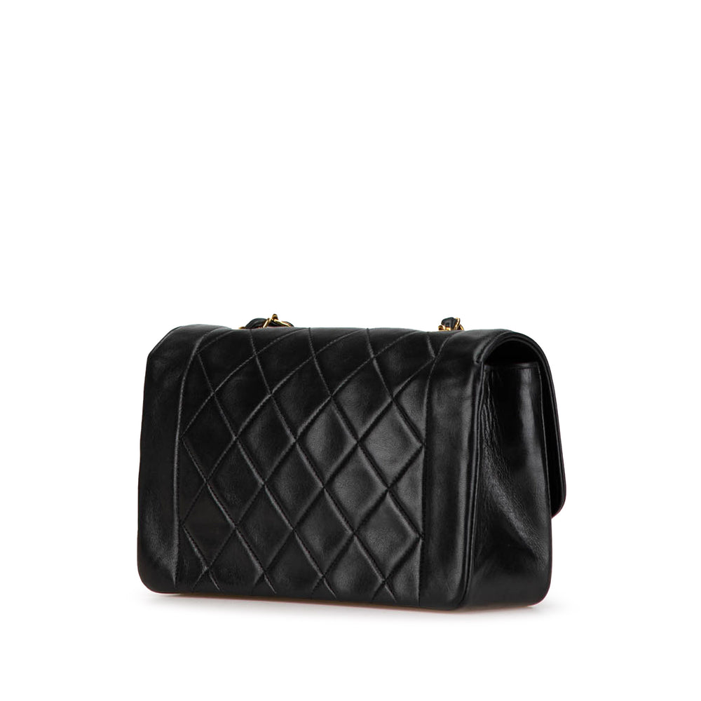 Small Lambskin Diana Flap Black - Gaby Paris