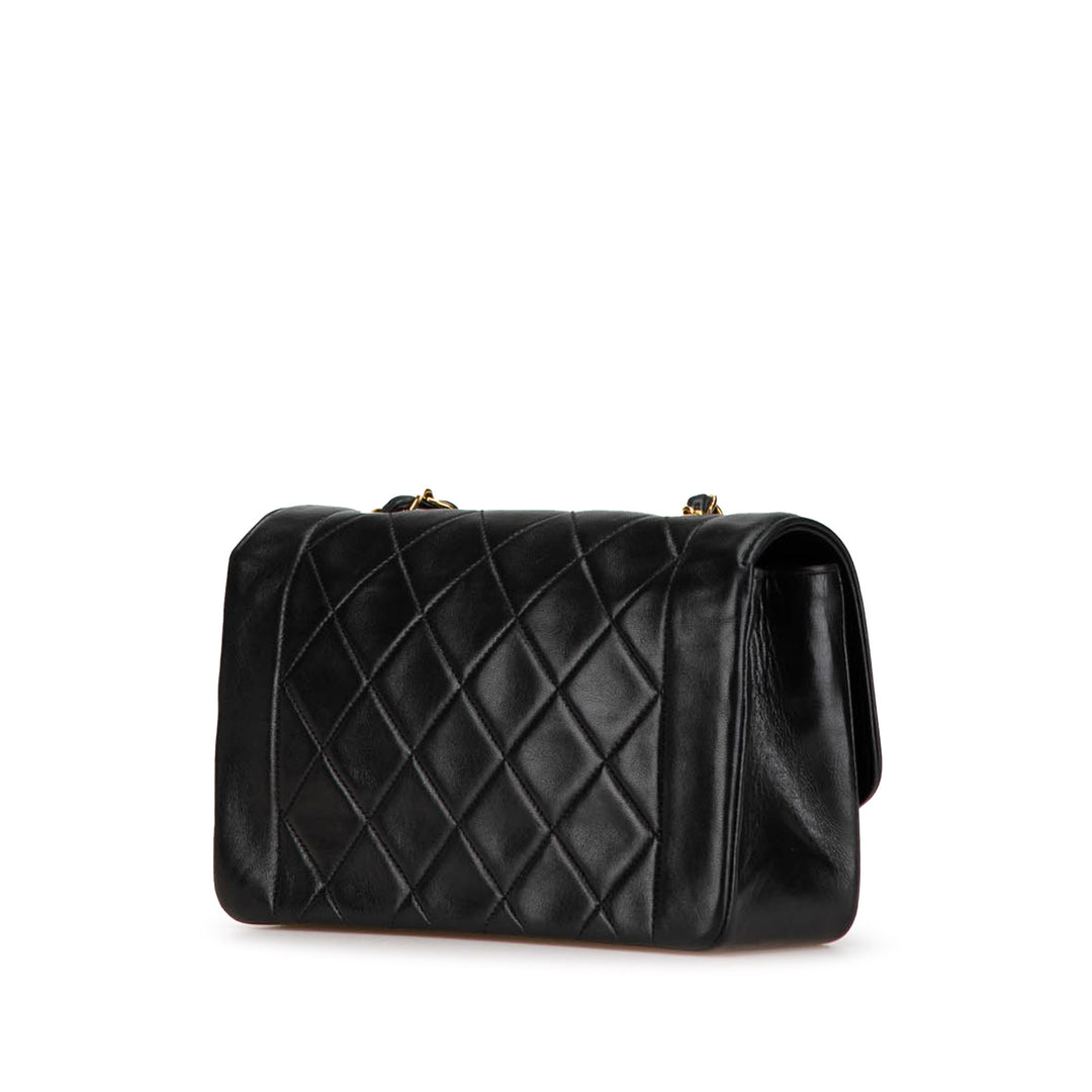 Small Lambskin Diana Flap Black - Gaby Paris