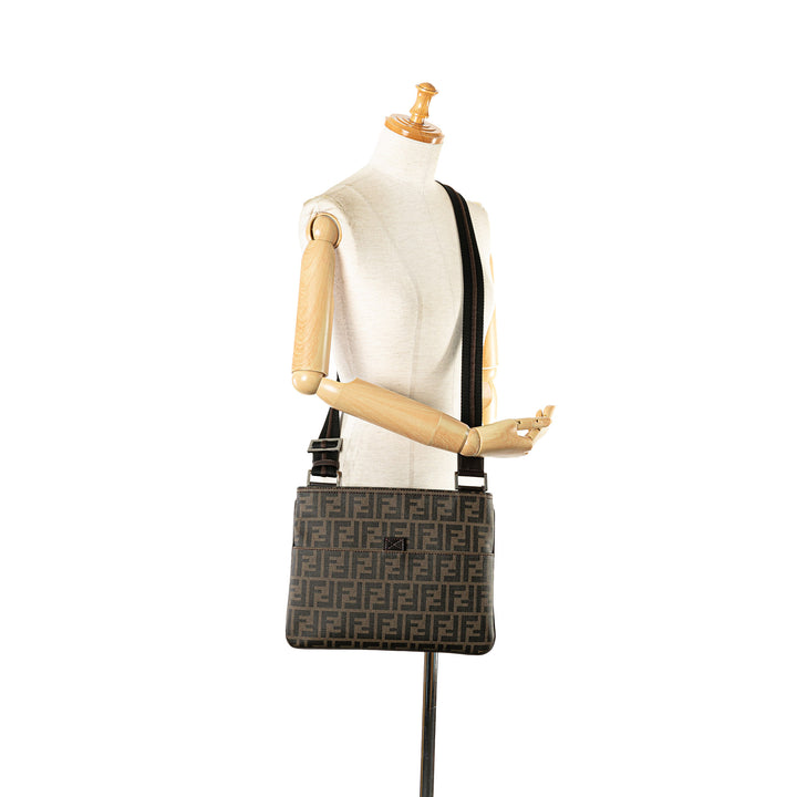 Zucca Coated Canvas Crossbody Brown - Gaby Paris