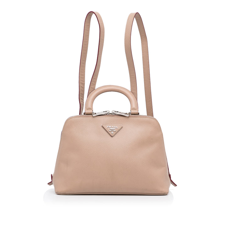 Saffiano Lux Promenade Backpack Brown - Gaby Paris