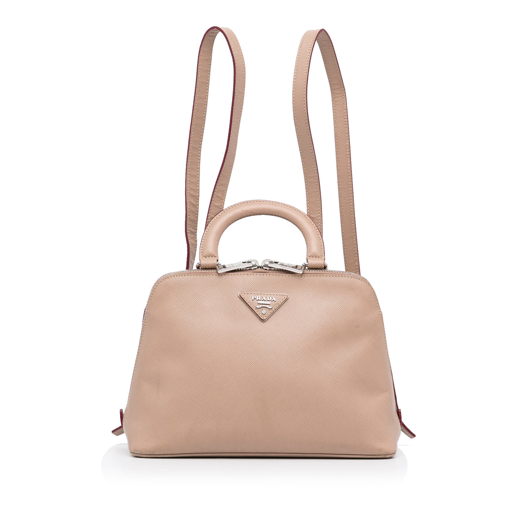 Saffiano Lux Promenade Backpack Brown - Gaby Paris