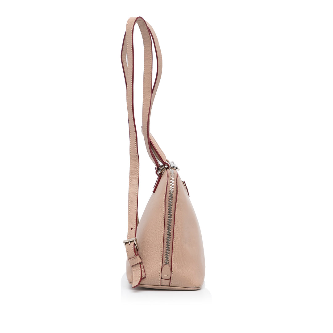 Saffiano Lux Promenade Backpack Brown - Gaby Paris