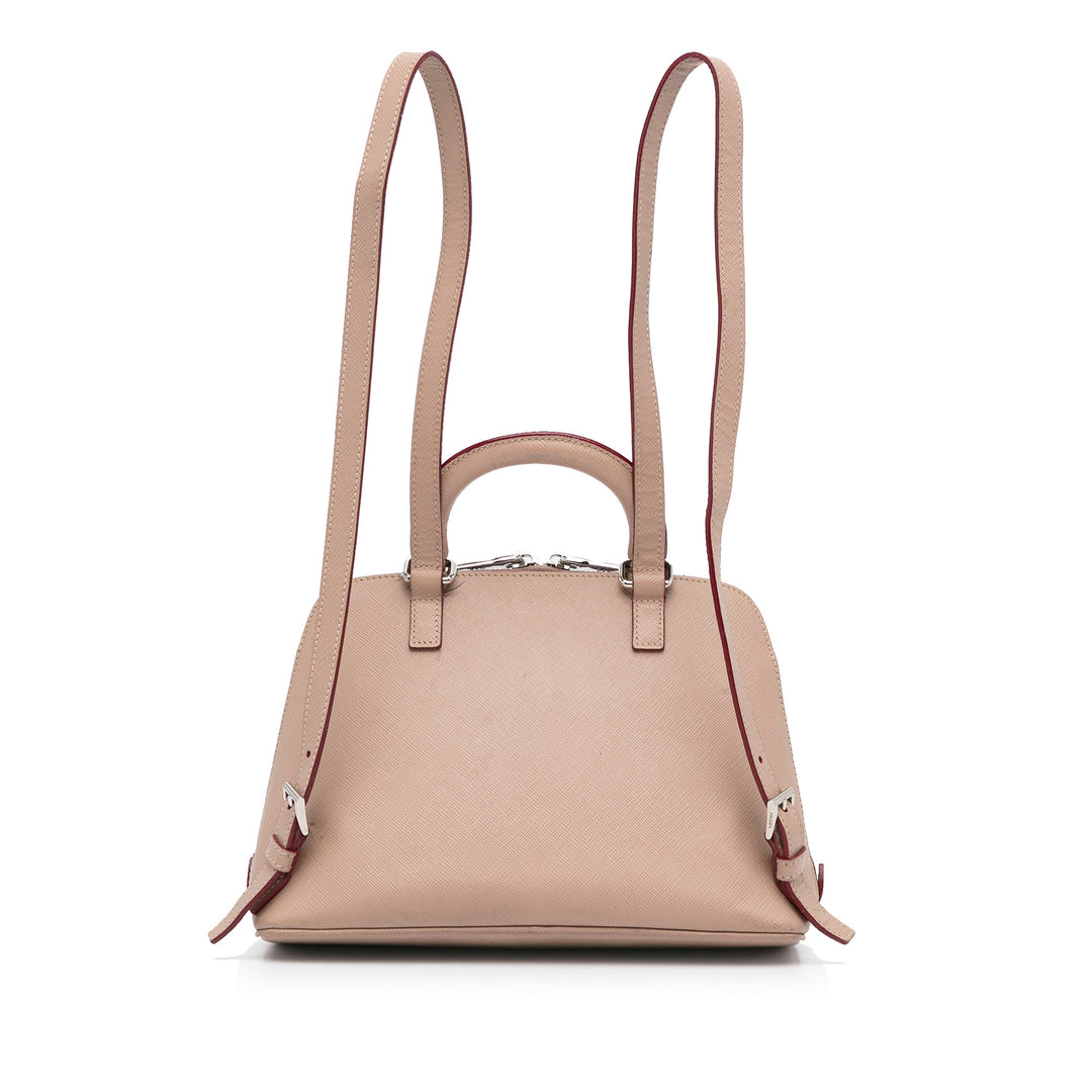 Saffiano Lux Promenade Backpack Brown - Gaby Paris