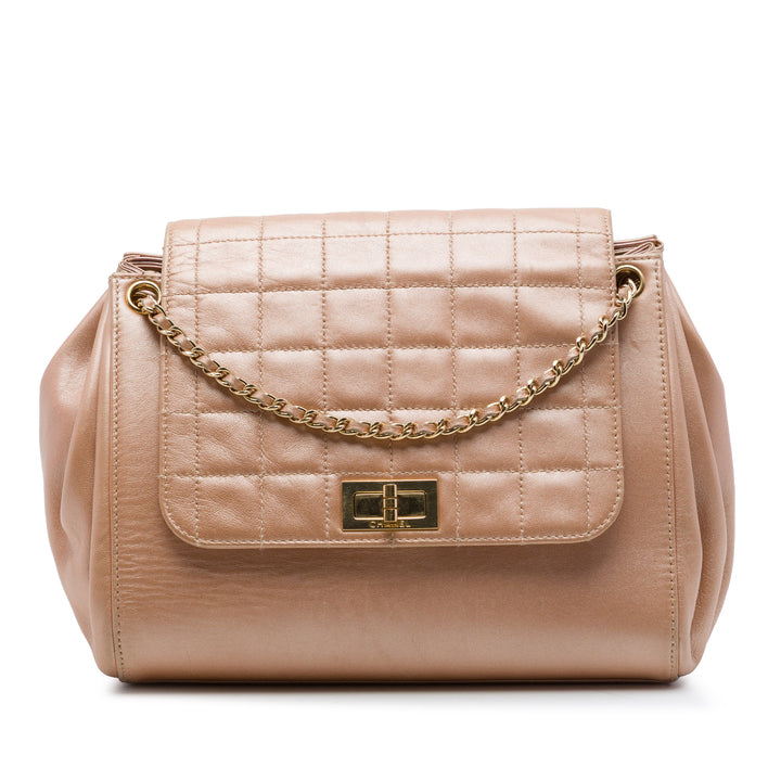 Chanel Cuir d'agneau Chocolate Bar Accordion Mademoiselle Turnlock à rabat
