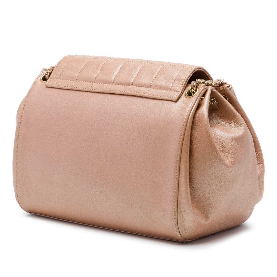 Chanel Cuir d'agneau Chocolate Bar Accordion Mademoiselle Turnlock à rabat