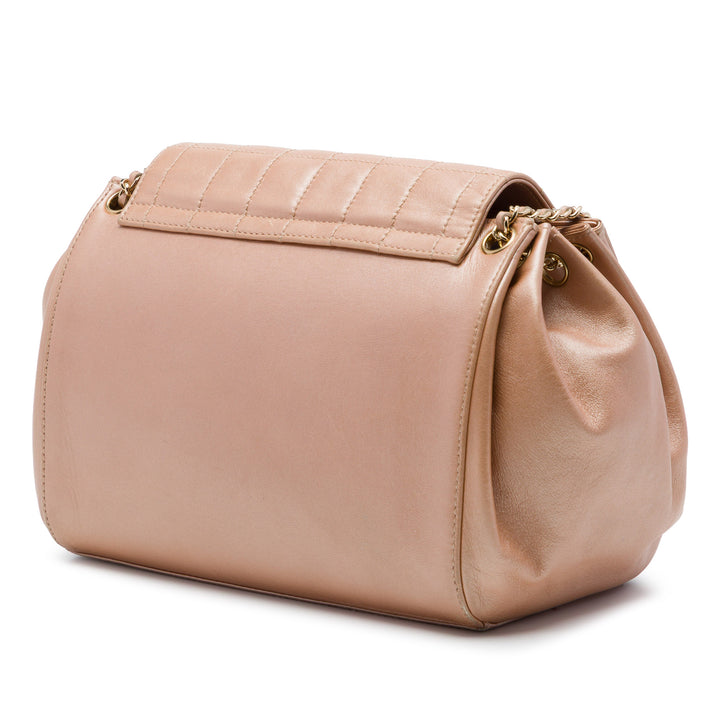 Chanel Cuir d'agneau Chocolate Bar Accordion Mademoiselle Turnlock à rabat