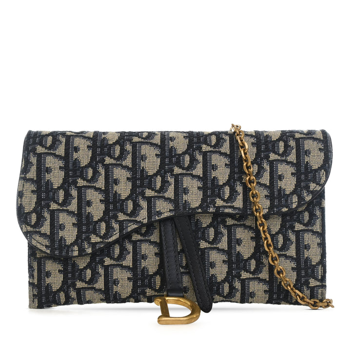 Saddle Wallet on Chain Oblique Bleu