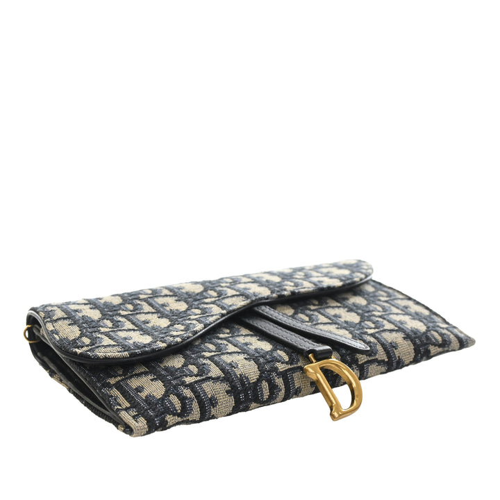 Saddle Wallet on Chain Oblique Bleu