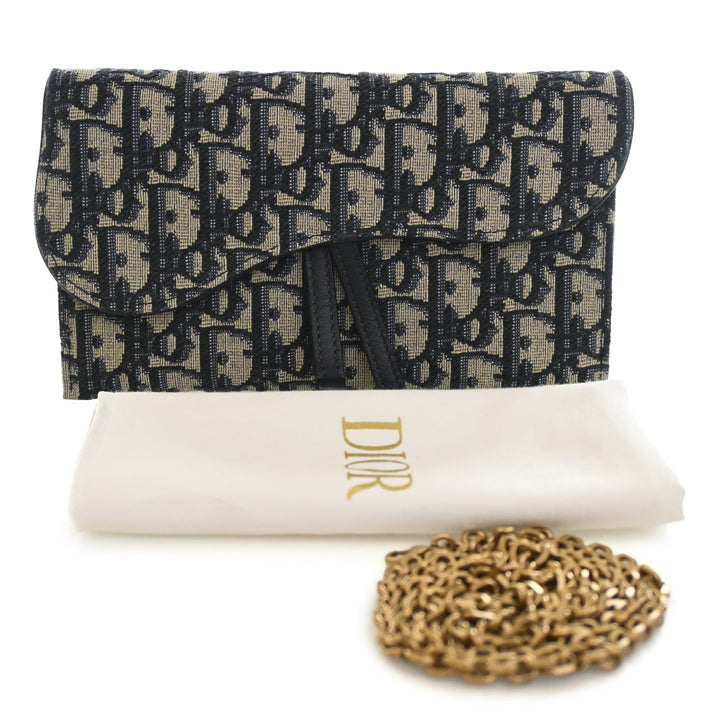 Saddle Wallet on Chain Oblique Bleu