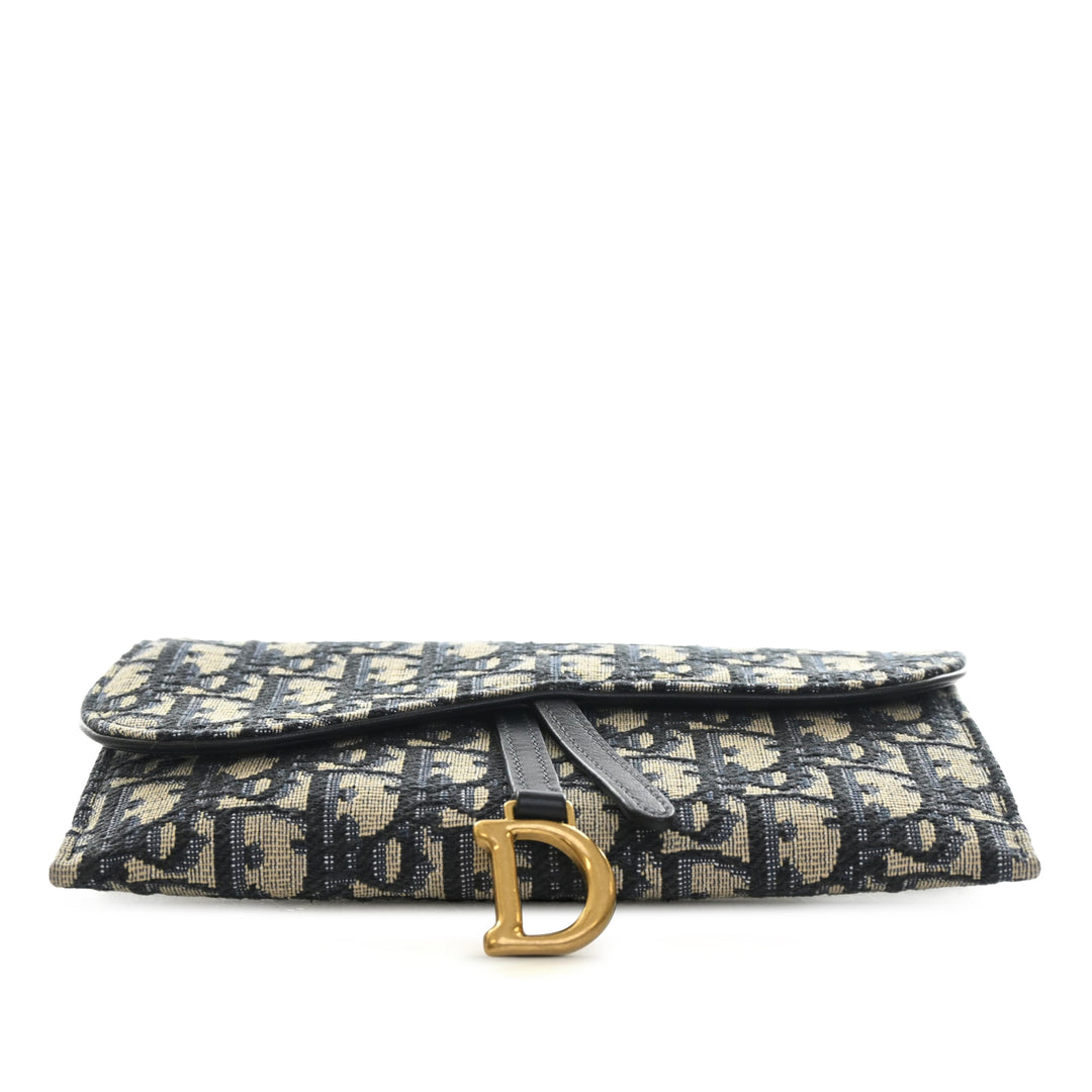 Saddle Wallet on Chain Oblique Bleu