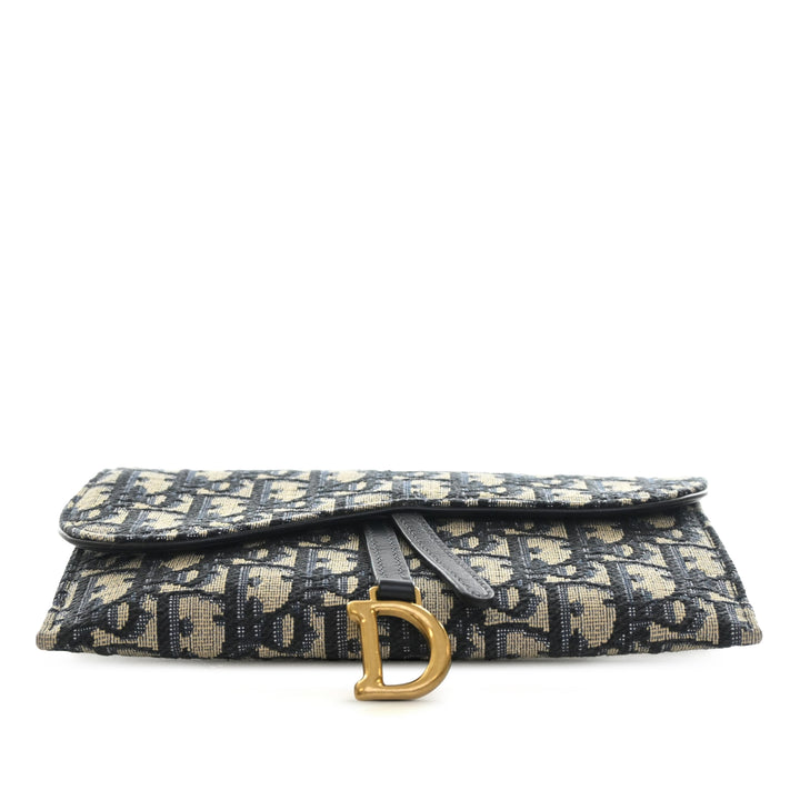 Saddle Wallet on Chain Oblique Bleu
