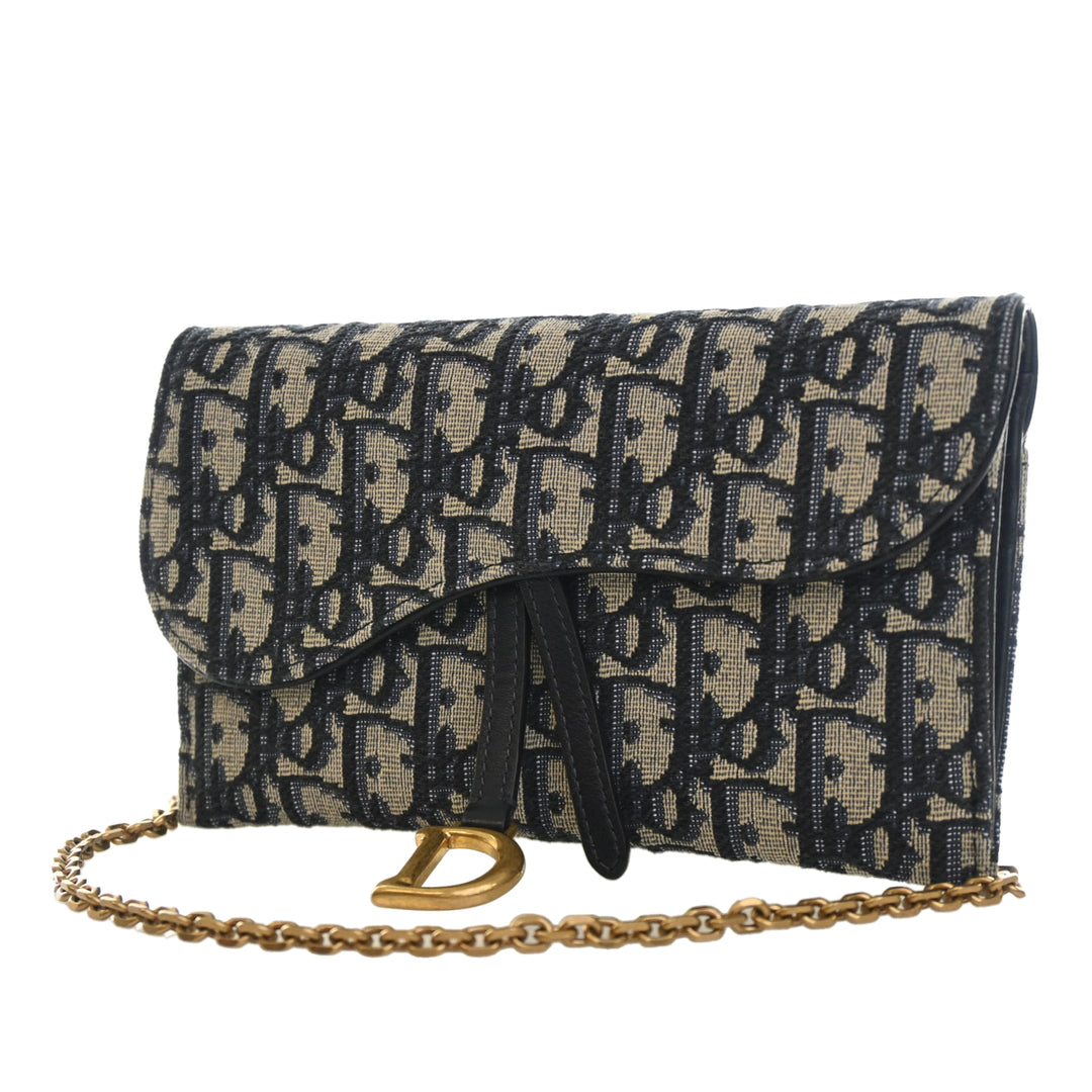Saddle Wallet on Chain Oblique Bleu