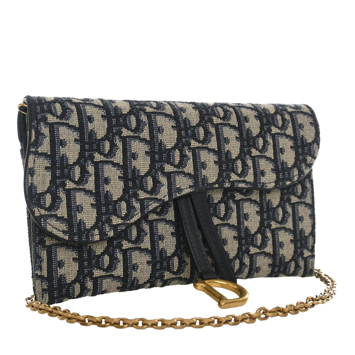 Saddle Wallet on Chain Oblique Bleu
