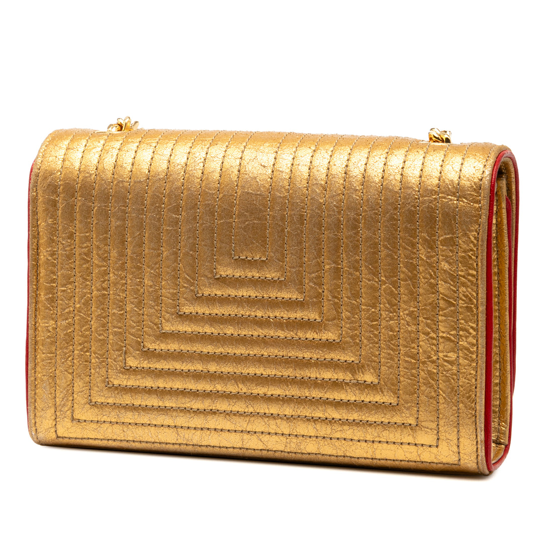 Saint Laurent Small Metallic Matelassé Cuir de veau Monogram Kate Tassel Sac porté croisé