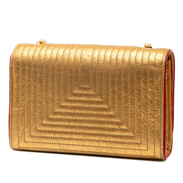 Saint Laurent Small Metallic Matelassé Cuir de veau Monogram Kate Tassel Sac porté croisé