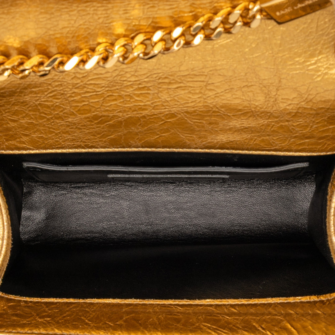 Saint Laurent Small Metallic Matelassé Cuir de veau Monogram Kate Tassel Sac porté croisé